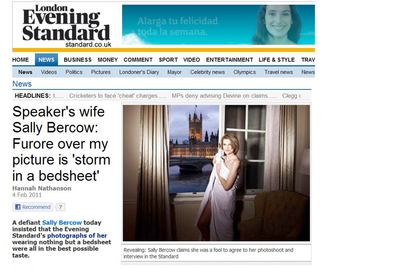 La web de  Evening Standard  con la fotografía de Sally Bercow.