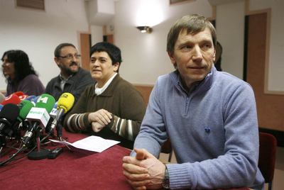 Rufi Etxeberria, en primer término, durante una reciente rueda de prensa.