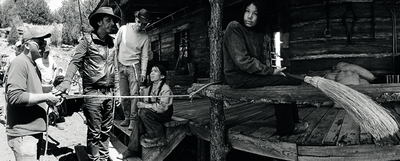 Momento del rodaje de la película  Valor de ley (True grit) .