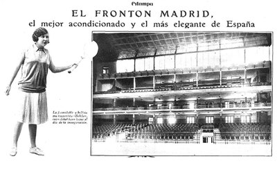 Artículo de la revista  Estampa  de junio de 1929 coincidiendo con la inauguración del Frontón Madrid.