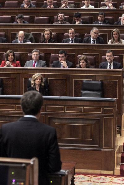 Bancada del PP, durante la sesión de control al Gobierno.