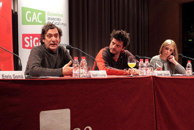 De izquierda a derecha, Enric Gomà, Agustí Villaronga, Joel Joan y Sandra Gómez, ayer en en la mesa redonda en la SGAE.