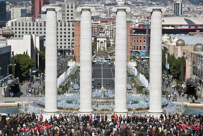 Pitadas a Hereu frente a las 'Quatre Columnes'
