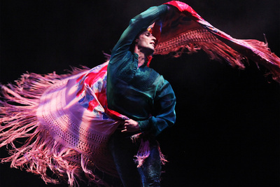Rubén Olmo, en un momento del espectáculo  Tranquilo alboroto , en el teatro Villamarta de Jerez.