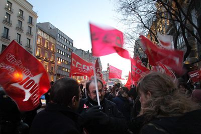 Protesta de maestros ante la Consejería de Educación el pasado día 28 de febrero.