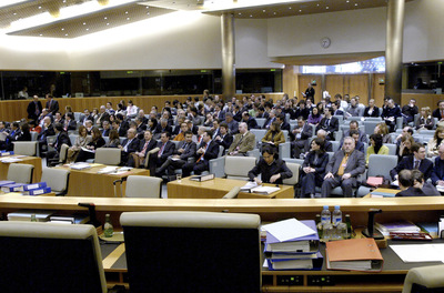 Vista de la sala del Tribunal de Justicia de la UE en Luxemburgo, durante el caso sobre la fiscalidad vasca.