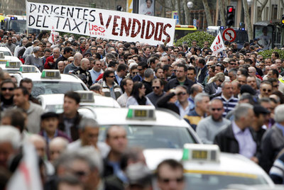 Los taxistas toman Cibeles