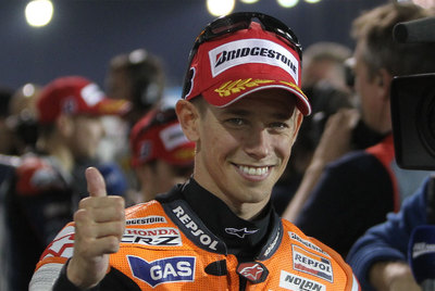 Casey Stoner, ayer tras conseguir la  pole  en Losail.