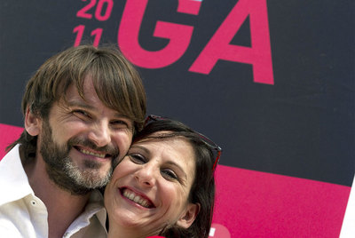 Los actores Fernando Tejero y Malena Alterio, en la presentación ayer en Málaga de la película  Cinco metros cuadrados .