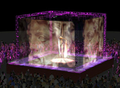 Una recreación virtual del espectáculo  Sueños de Pandora  que podrá verse esta noche en la plaza de la Paloma.