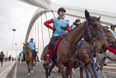 Jinetes, escuelas hípicas y coches de caballos recorren Sevilla