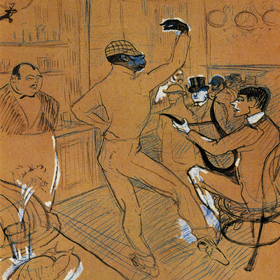  Chocolat dansant,  pintura al aguarrás y lápiz de Toulouse-Lautrec.