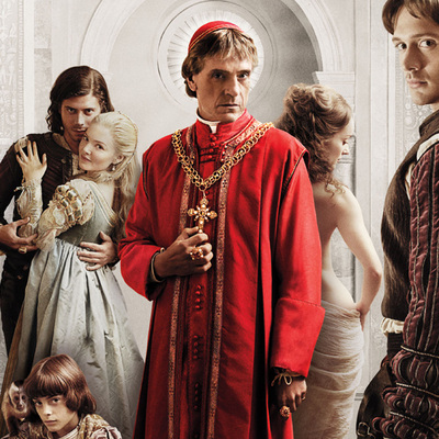 Los protagonistas de la serie  Los Borgia , con Jeremy Irons como Alejandro VI, en el centro.