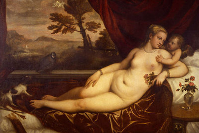 El lienzo de Tiziano  Venus y Cupido con un perro y una perdiz  (1550).