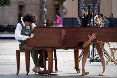 Un momento del espectáculo   Contrapuntos  , de la compañía Lapoet, el pasado jueves.