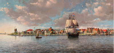 El primer asentamiento europeo en Manhattan se ubicó en la punta del sur de la isla, sobre el actual distrito financiero de Wall Street, como una pequeña comunidad comercial, tal como recrea el pintor neoyorquino Len Tantillo en la pintura  Manhattan, 1660. 