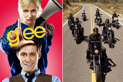 De izquierda a derecha, imágenes de  Glee  y de  Son of anarchy.  