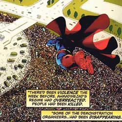  Superman sobrevuela una manifestación contra el régimen iraní 