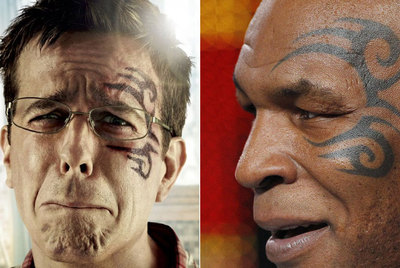 El actor Ed Helms, protagonista de  Resacón 2: ahora en Tailandia , y el boxeador Mike Tyson.