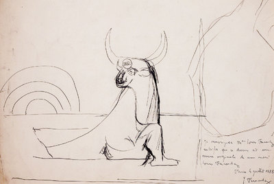  Taureau  (1939), tinta sobre papel de Luis Fernández.