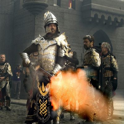 Un momento de la  batalla   de ayer en Alcoi. 