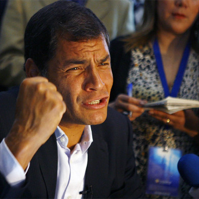 Rafael Correa, durante una conferencia de prensa.