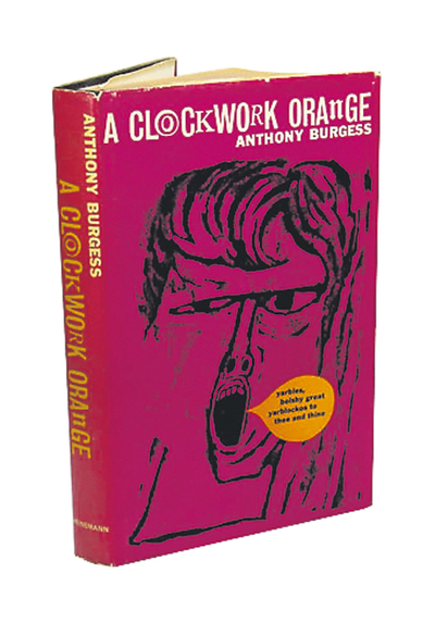  La primera edición británica de la novela  La naranje mecánica . 