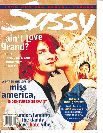  Una portada con Kurt Cobain y Courtney Love de  Sassy,  la primera revista de Pratt. 