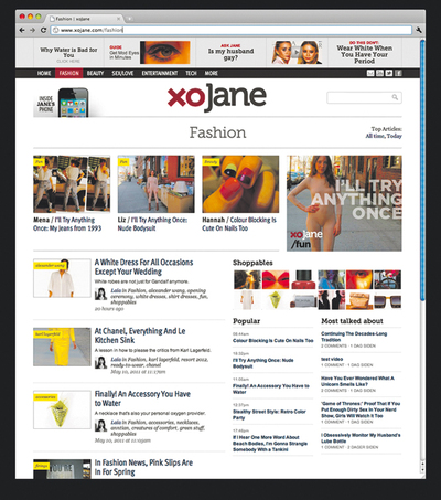  Un simple vistazo a los titulares de la nueva web de Jane Pratt,  xoJane,  prueba que no estamos ante un producto femenino convencional: 