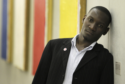 El activista ugandés Wamala Dennis, en el Caixaforum de Madrid.