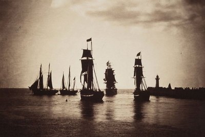  Bateaux quittant le port du Havre  .  La fotografía, tomada por Gustave Le Gray en 1856 o 1857 , fue  vendida el sábado pasado por 917.000 euros.