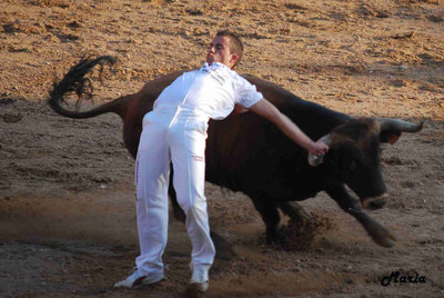 UNA IMAGEN FRESCA Y OPORTUNA. María Pascual, del Conde Lucanor, de Peñafiel (Valladolid), ha ganado con la imagen de un espectacular quiebro del recortador de toros Ánder García. Se trata de una 