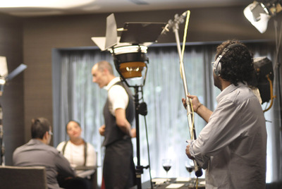 Momento de la grabación del cortometraje  Con lupa  por parte de los alumnos del centro Igual Arte de Vigo.