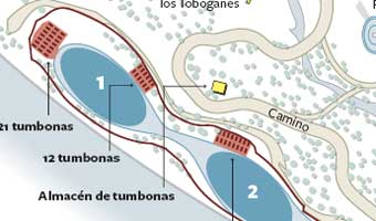 Dónde están las tres  playas  y dónde van a colar las tumbonas.