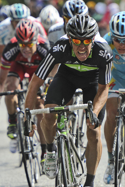 Rigoberto Urán, durante un  sprint. 
