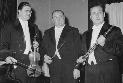 Josef Suk (izquierda) en 1957, junto al director Franz Konwitschny y el clarinetista Oskar Michalik.rnde la rfa