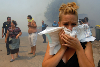 El fuego obliga a desalojar un poblado de chabolas en A Coruña
