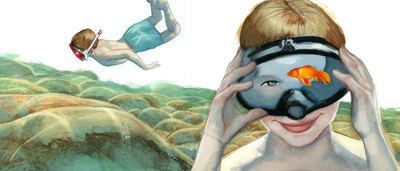 Una poza en el atardecer