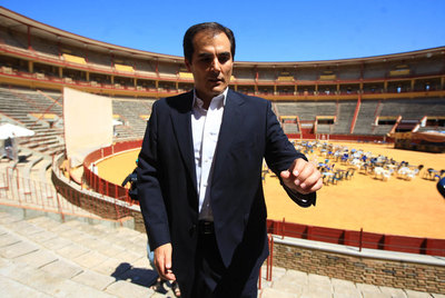 Nieto, el pasado jueves durante la visita de la delegación de la federación española a Los Califas.