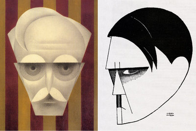 Una muestra de las idiosincrásicas caricaturas de Dameson: la de Francesc Macià que le dio renombre y la de Adolf Hitler.