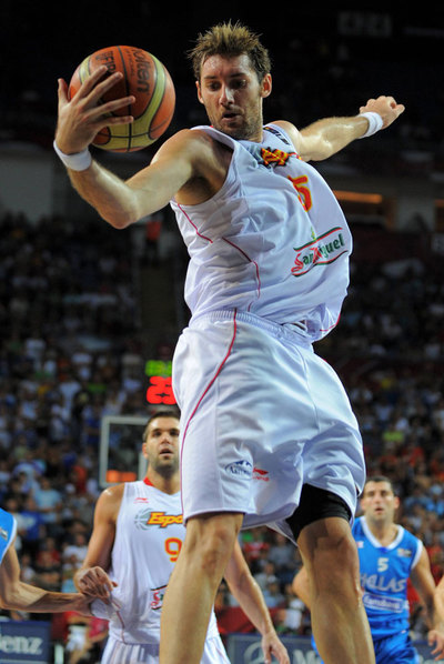 Rudy Fernández, durante un partido con la selección española.
