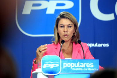 María Dolores de Cospedal durante una comparecencia celebrada esta semana en El Casar (Guadalajara).rnEva Fernández, afectada por los retrasos.