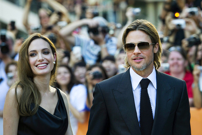 Angelina Jolie y Brad Pitt llegan al estreno el viernes de  Moneyball  en Toronto.