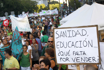 Movilización contra los recortes educativos, ayer en Madrid.