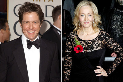 El actor Hugh Grant y la escritora J. K. Rowling.