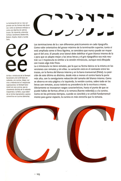 Página del libro  Fuente de letras,  de Joep Pohlen (Taschen), que forma parte del extenso capítulo sobre la  anatomía de las letras.rn 