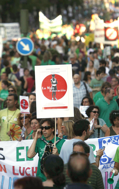 Participantes en la manifestación del miércoles 14 de septiembre contra los recortes en educación.