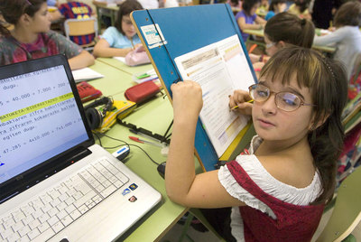 Enara Fernández, en su clase en la  ikastola  Landaberri.