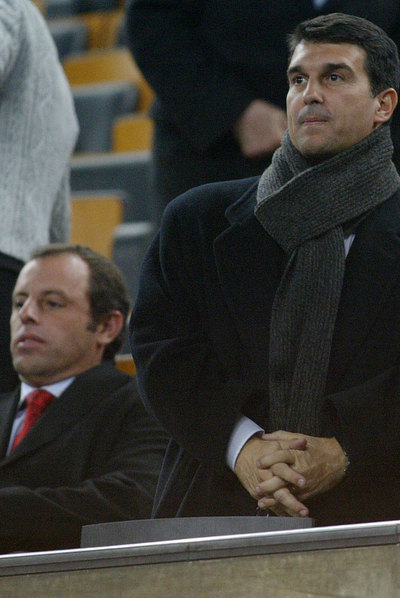 Rosell y Laporta, en el palco del Camp Nou.