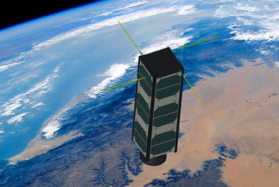 Recreación del satélite  Politech. 1,  que la Universidad Politécnica de Valencia pondrá en órbita en 2013.